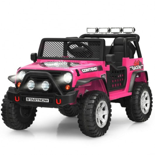 12V Kids Remote Control Electric Ride On Truck Car with Lights and Music -Black