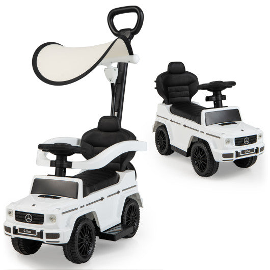 3-In-1 Ride on Push Car Mercedes Benz G350 Stroller Sliding Car with Canopy-Black