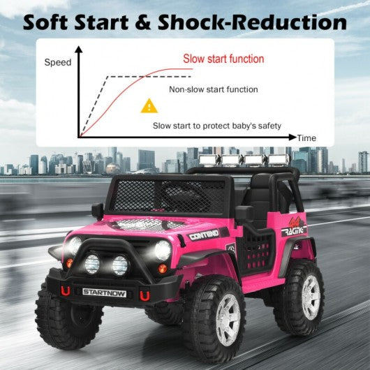 12V Kids Remote Control Electric Ride On Truck Car with Lights and Music -Pink