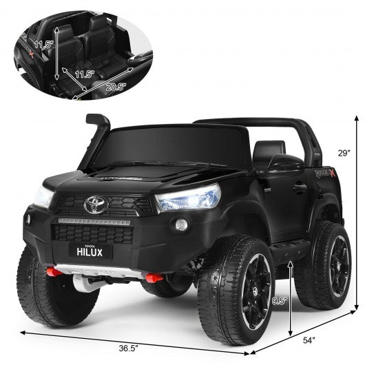 24V Licensed Toyota Hilux Ride On Truck Car 2-Seater 4WD with Remote Painted Black