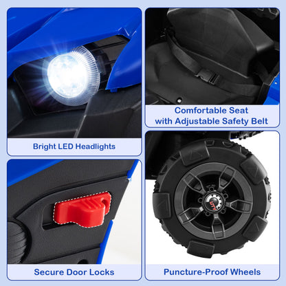12V Battery Powered Electric Vehicle with Remote Control and 3 Speeds-Blue
