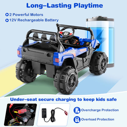12V Battery Powered Electric Vehicle with Remote Control and 3 Speeds-Blue