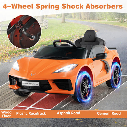 12V Electric Kids Ride On Car Licensed Chevrolet Corvette C8 with Remote Control Ages 3+ Years Old-Orange