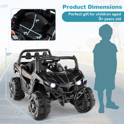 12V Battery Powered Electric Vehicle with Remote Control and 3 Speeds-Black