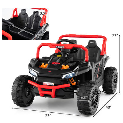 12V Kids Ride on Truck Off-Road UTV with Parental Remote and Lights-Black