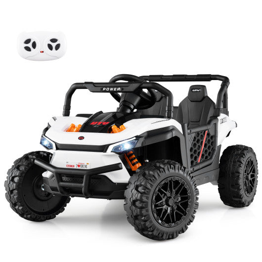12V Kids Ride on Truck Off-Road UTV with Parental Remote and Lights-Black