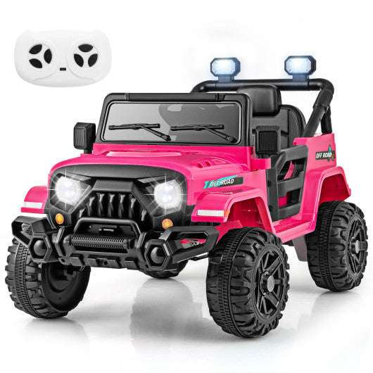 12V Kids Ride on Truck Car with Remote Control Threaded Wheels and 3 Speeds-Navy