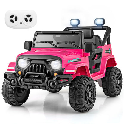 12V Kids Ride on Truck Car with Remote Control Threaded Wheels and 3 Speeds-Navy