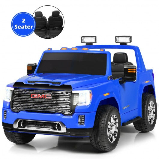 12V 2-Seater Licensed GMC Kids Ride On Truck RC Electric Car with Storage Box-Red