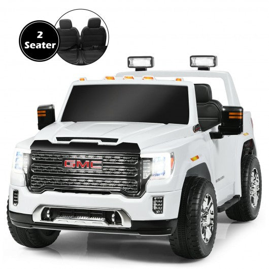 12V 2-Seater Licensed GMC Kids Ride On Truck RC Electric Car with Storage Box-Red