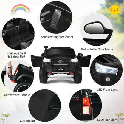 24V Licensed Toyota Hilux Ride On Truck Car 2-Seater 4WD with Remote Painted Black
