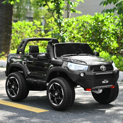 24V Licensed Toyota Hilux Ride On Truck Car 2-Seater 4WD with Remote Painted Black