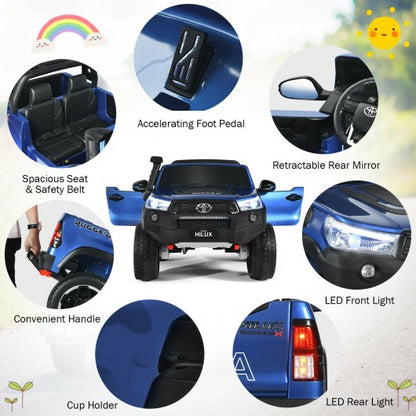 24V Licensed Toyota Hilux Ride On Truck Car 2-Seater 4WD with Remote Painted Blue