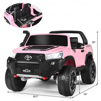 24V Licensed Toyota Hilux Ride On Truck Car 2-Seater 4WD with Remote Pink
