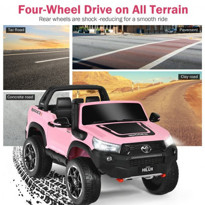 24V Licensed Toyota Hilux Ride On Truck Car 2-Seater 4WD with Remote Pink