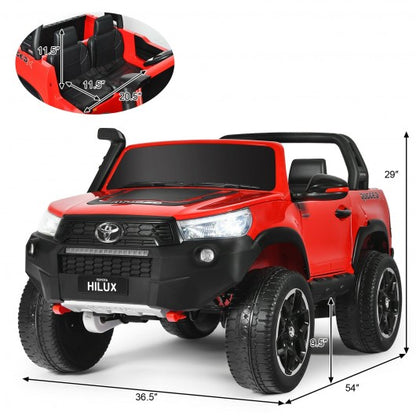 24V Licensed Toyota Hilux Ride On Truck Car 2-Seater 4WD with Remote Painted Red